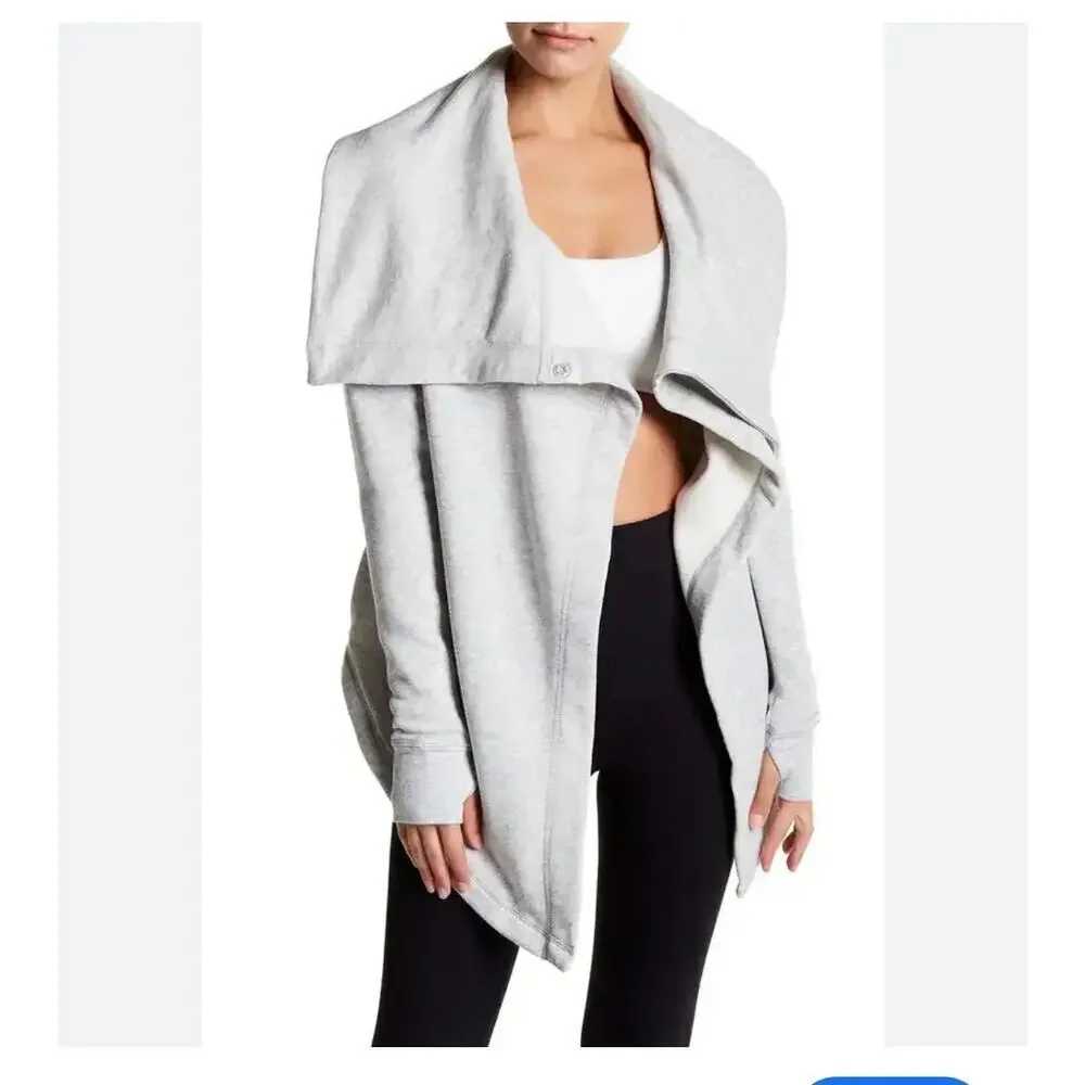Zella Grey Shooting Star Drape Collar Cardigan Size Small